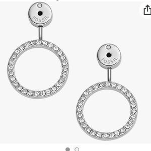 FOSSIL crystal earring ear jackets stainless steel